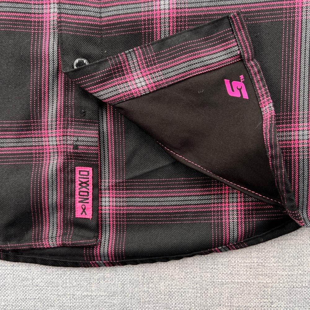 Dixxon Flannel Limited Edition Plaid Pearl Snap Shirt Men Medium Black Pink - Picture 6 of 12